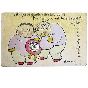 1907 Antique SqueeDees Signed Clivette Be Gentle Calm Polite Postcard Posted
